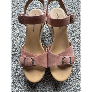 Lucky Brand Womens Naveah Ankle Buckle Espadrille Platforms Sandal Size 9 Pink